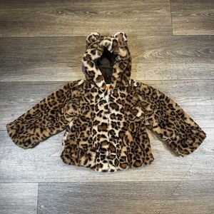 C&C California Toddler Leopard Hooded Coat Size 2T With Ears - Furry SO SOFT